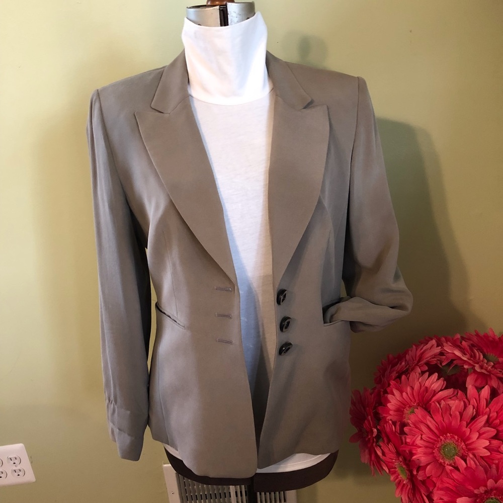 EUC Taupe 2-Piece Silk pant suit Size 10